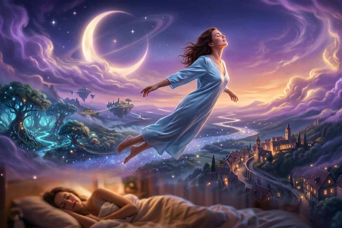 una ragazza nel sonno sogna di volare